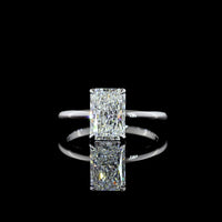 14K White Gold Radiant Cut Lab Diamond Solitaire Ring - 2.06 Carat E VS1 IGI Certified North-South Prong Setting - Covaloro Fine Jewelry