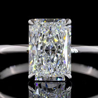 14K White Gold Radiant Cut Lab Diamond Solitaire Ring - 2.06 Carat E VS1 IGI Certified North-South Prong Setting - Covaloro Fine Jewelry