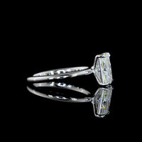 14K White Gold Radiant Cut Lab Diamond Solitaire Ring - 2.06 Carat E VS1 IGI Certified North-South Prong Setting - Covaloro Fine Jewelry