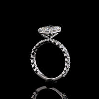 14K White Gold Radiant Cut Lab Diamond Solitaire Ring with Diamond Shank - 3.91 Total Carat Weight, E VVS2 Center - Covaloro Fine Jewelry