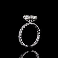 14K White Gold Radiant Cut Lab Diamond Solitaire Ring with Diamond Shank - 3.91 Total Carat Weight, E VVS2 Center - Covaloro Fine Jewelry