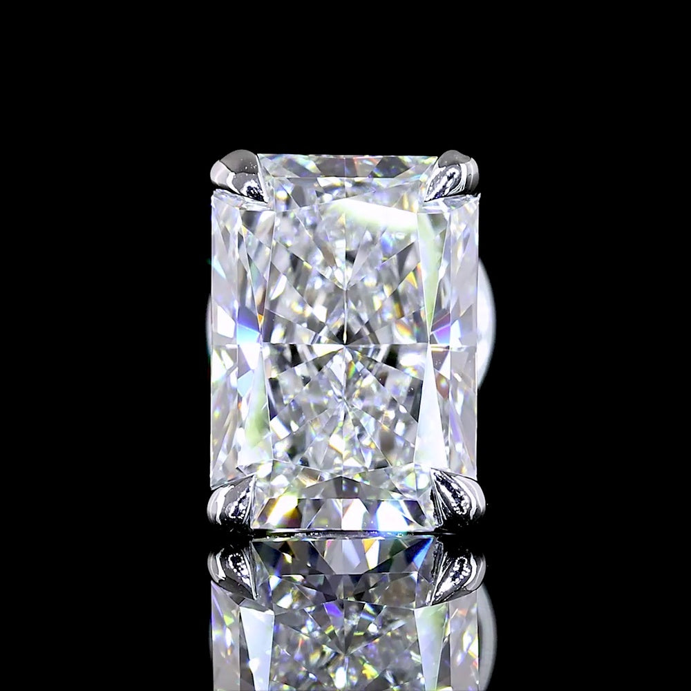 14K White Gold Radiant Cut Lab Diamond Stud Earrings - 1.91 Carat Total Weight, E-F Color VVS2 Clarity, Four-Prong North-South Setting - Covaloro Fine Jewelry
