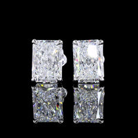 14K White Gold Radiant Cut Lab Diamond Stud Earrings - 3.94 Total Carat Weight, E VVS2 Clarity, Four-Prong Setting - Covaloro Fine Jewelry