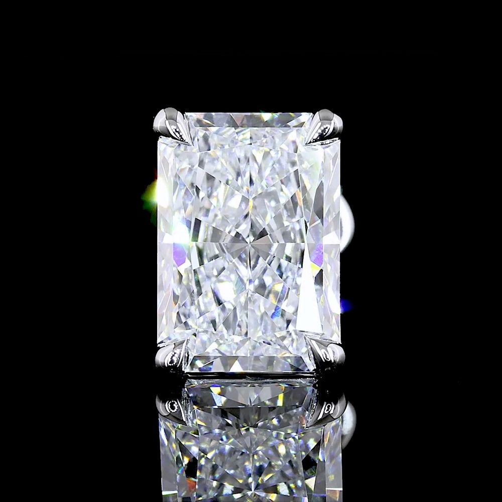 14K White Gold Radiant Cut Lab Diamond Stud Earrings - 3.94 Total Carat Weight, E VVS2 Clarity, Four-Prong Setting - Covaloro Fine Jewelry