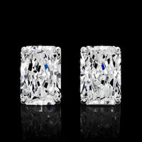 14K White Gold Radiant Cut Lab Diamond Stud Earrings - 5.18 Carats Total Weight, E-F Color, IGI Certified - Covaloro Fine Jewelry