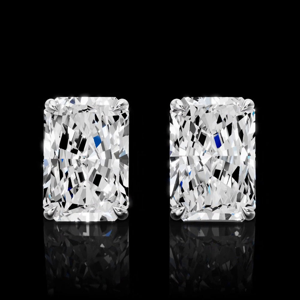 14K White Gold Radiant Cut Lab Diamond Stud Earrings - 5.18 Carats Total Weight, E-F Color, IGI Certified - Covaloro Fine Jewelry