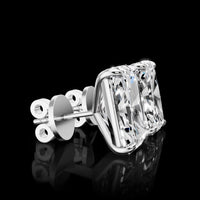 14K White Gold Radiant Cut Lab Diamond Stud Earrings - 5.18 Carats Total Weight, E-F Color, IGI Certified - Covaloro Fine Jewelry