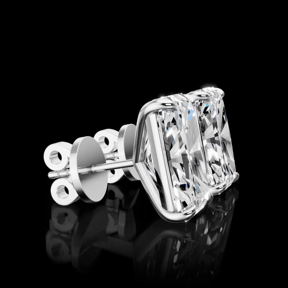 14K White Gold Radiant Cut Lab Diamond Stud Earrings - 5.18 Carats Total Weight, E-F Color, IGI Certified - Covaloro Fine Jewelry