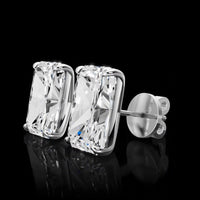 14K White Gold Radiant Cut Lab Diamond Stud Earrings - 5.18 Carats Total Weight, E-F Color, IGI Certified - Covaloro Fine Jewelry
