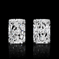 14K White Gold Radiant Cut Lab Diamond Stud Earrings - 6.29 Carat Total Weight, E VVS2 IGI Certified - Covaloro Fine Jewelry