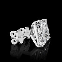 14K White Gold Radiant Cut Lab Diamond Stud Earrings - 6.29 Carat Total Weight, E VVS2 IGI Certified - Covaloro Fine Jewelry