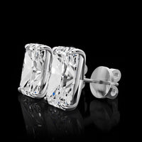 14K White Gold Radiant Cut Lab Diamond Stud Earrings - 6.29 Carat Total Weight, E VVS2 IGI Certified - Covaloro Fine Jewelry