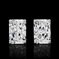 14K White Gold Radiant Cut Lab Diamond Stud Earrings - 7.11 Carat Total Weight, E VVS2 Clarity, IGI Certified - Covaloro Fine Jewelry