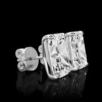 14K White Gold Radiant Cut Lab Diamond Stud Earrings - 7.11 Carat Total Weight, E VVS2 Clarity, IGI Certified - Covaloro Fine Jewelry