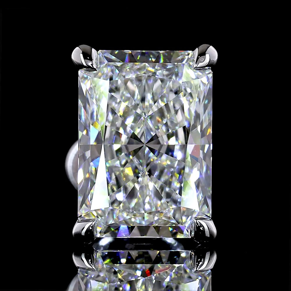 14K White Gold Radiant Cut Lab Diamond Stud Earrings with North-South 4-Prong Setting - 4.26 Carat Total Weight (2.13 Carats Each) - Covaloro Fine Jewelry