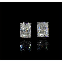 14K White Gold Radiant Cut Lab Diamond Stud Earrings with North-South Prong Setting - 3.18 Carat Total Diamond Weight, IGI Certified I-J VS2 - Covaloro Fine Jewelry