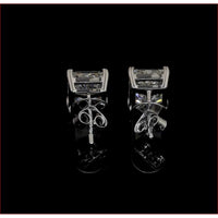 14K White Gold Radiant Cut Lab Diamond Stud Earrings with North-South Prong Setting - 3.18 Carat Total Diamond Weight, IGI Certified I-J VS2 - Covaloro Fine Jewelry