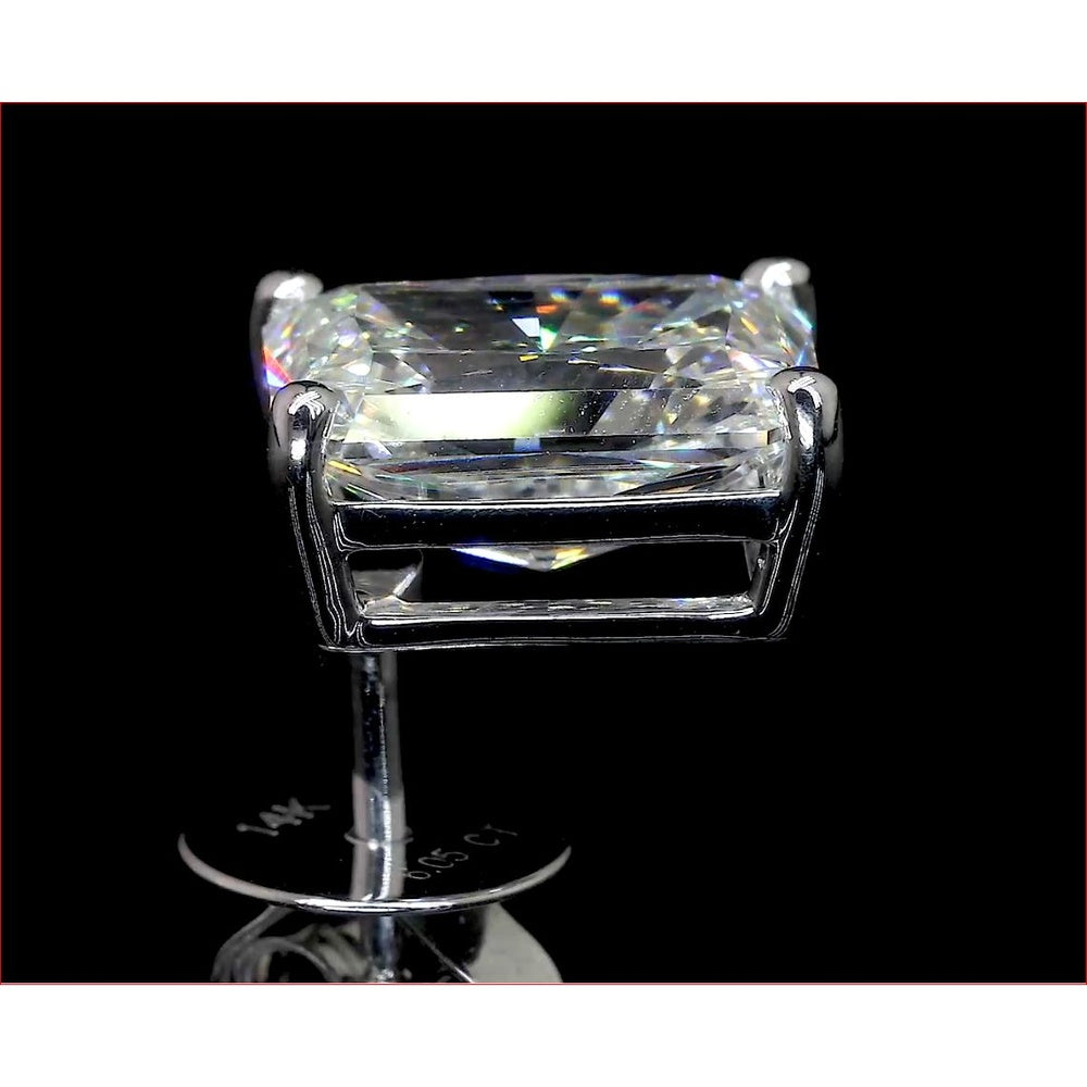 14K White Gold Radiant Cut Lab Diamond Stud Earrings with North-South Prong Setting - 3.18 Carat Total Diamond Weight, IGI Certified I-J VS2 - Covaloro Fine Jewelry