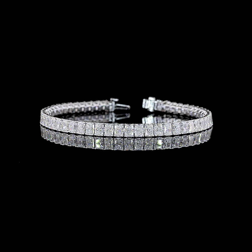 14K White Gold Radiant Cut Lab Diamond Tennis Bracelet - 12.37 Carat Total Weight, 54 Stones E-F VS - Covaloro Fine Jewelry