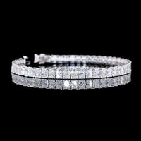 14K White Gold Radiant Cut Lab Diamond Tennis Bracelet - 27.32 Carat Total Weight with 102 Stones - Covaloro Fine Jewelry