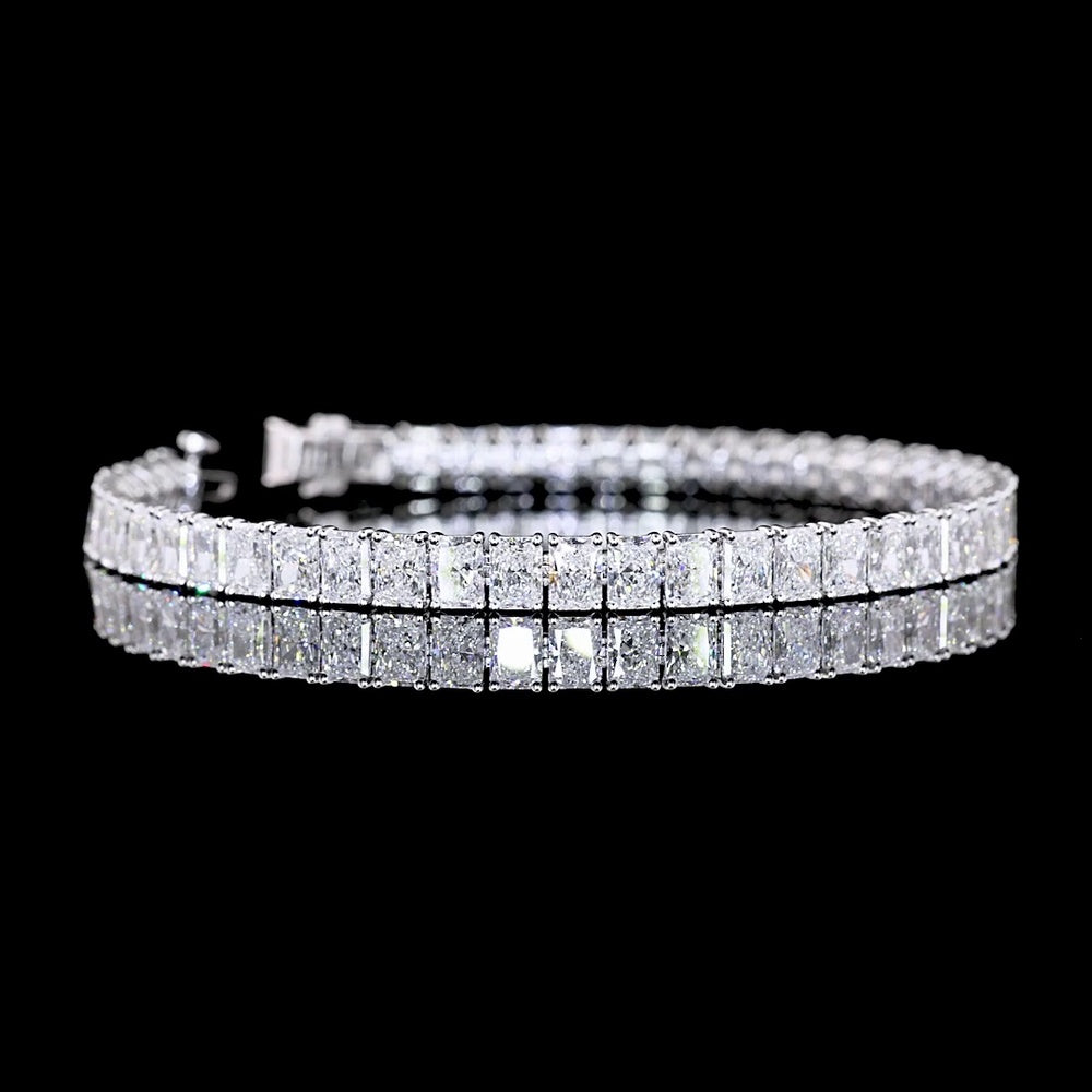 14K White Gold Radiant Cut Lab Diamond Tennis Bracelet - 27.32 Carat Total Weight with 102 Stones - Covaloro Fine Jewelry