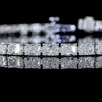 14K White Gold Radiant Cut Lab Diamond Tennis Bracelet - 38 Stones East-West Prong Set, 8.89 Carats Total Weight, E-F Color VS2 Clarity - Covaloro Fine Jewelry