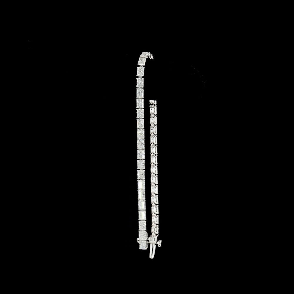 14K White Gold Radiant Cut Lab Diamond Tennis Bracelet - 38 Stones East-West Prong Set, 8.89 Carats Total Weight, E-F Color VS2 Clarity - Covaloro Fine Jewelry