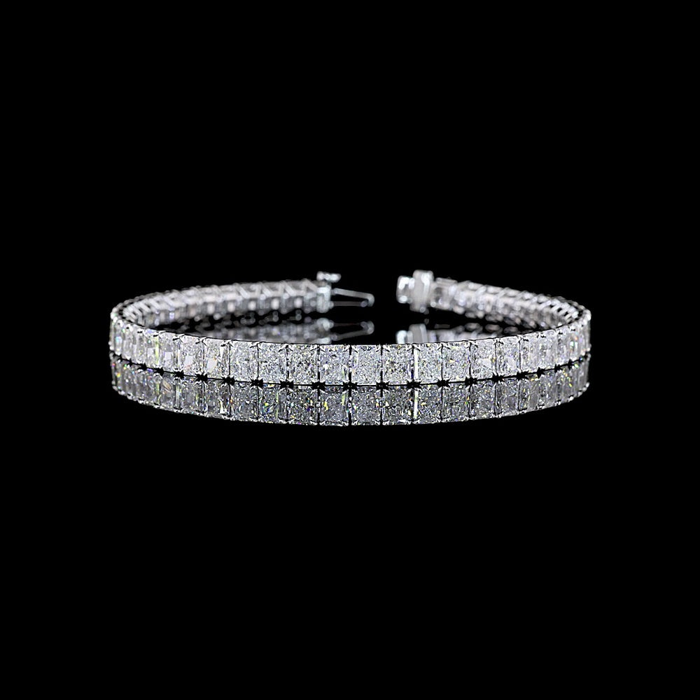 14K White Gold Radiant Cut Lab Diamond Tennis Bracelet - 49 Stones, 15.82 Carats Total Weight, E-F Color VS Clarity - Covaloro Fine Jewelry
