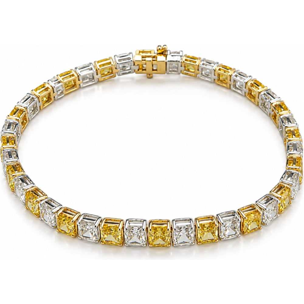 14K White Gold Radiant Cut Lab-Grown Diamond Bracelet - 32.15 Carat Total Diamond Weight by Auriventus