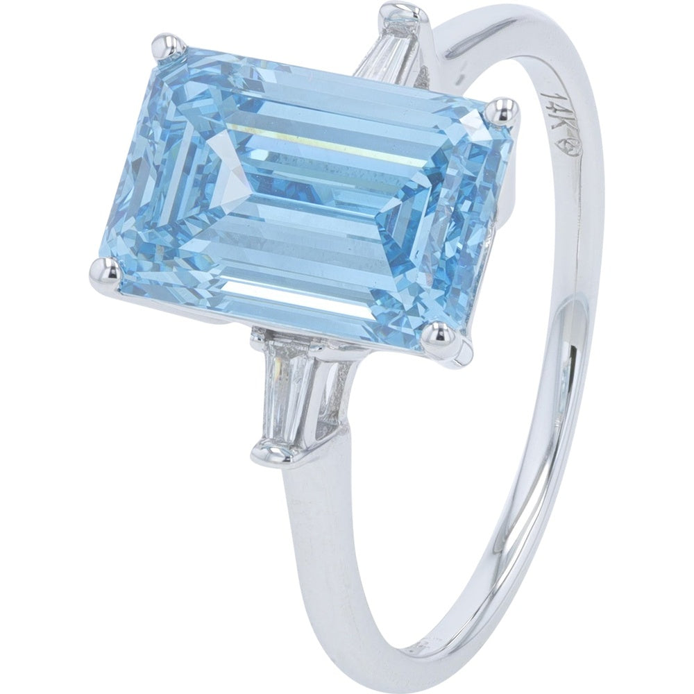 14K White Gold Radiant Cut Lab Grown Diamond Engagement Ring - 3.50 Carat Total Diamond Weight