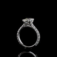 14K White Gold Radiant Cut Solitaire Diamond Shank Ring featuring 3.07 Carat E VVS2 Center and 0.96 Carat Accent Diamonds - 4.03 Carat Total Diamond Weight - Covaloro Fine Jewelry
