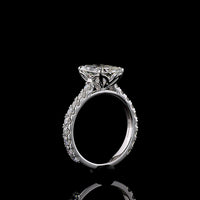 14K White Gold Radiant Cut Solitaire Diamond Shank Ring featuring 3.07 Carat E VVS2 Center and 0.96 Carat Accent Diamonds - 4.03 Carat Total Diamond Weight - Covaloro Fine Jewelry