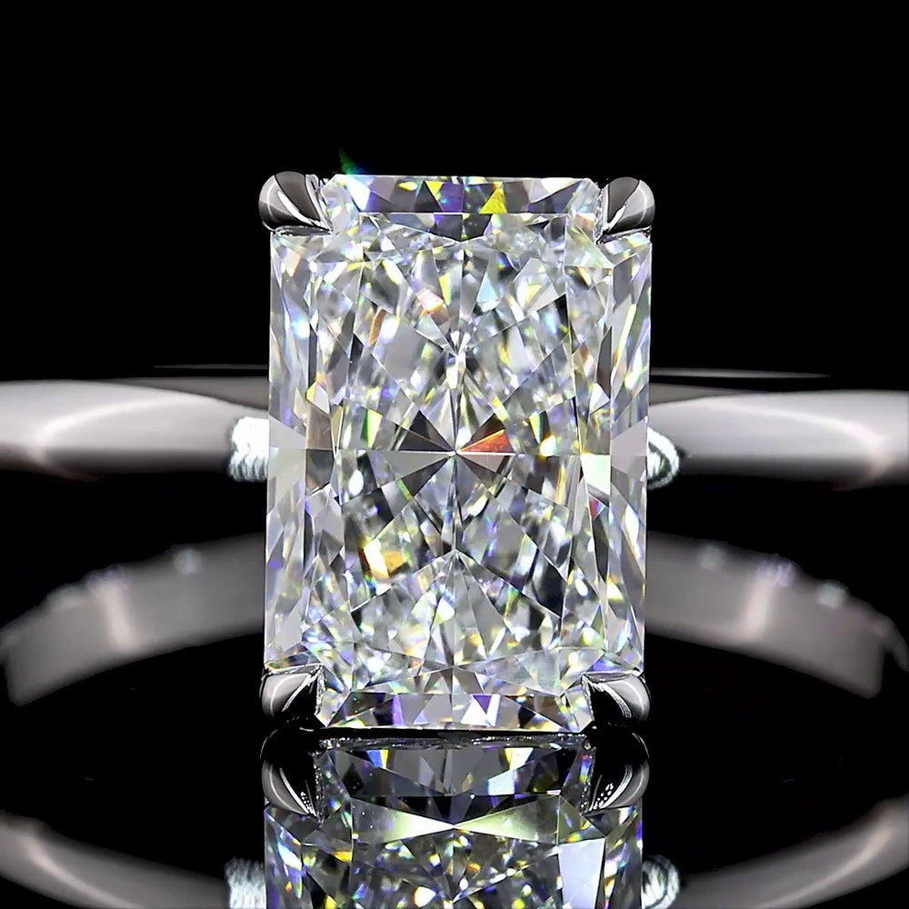 14K White Gold Radiant Cut Solitaire Ring with 2.04 Carat Lab Diamond - E VVS2 Clarity, IGI Certified - Covaloro Fine Jewelry