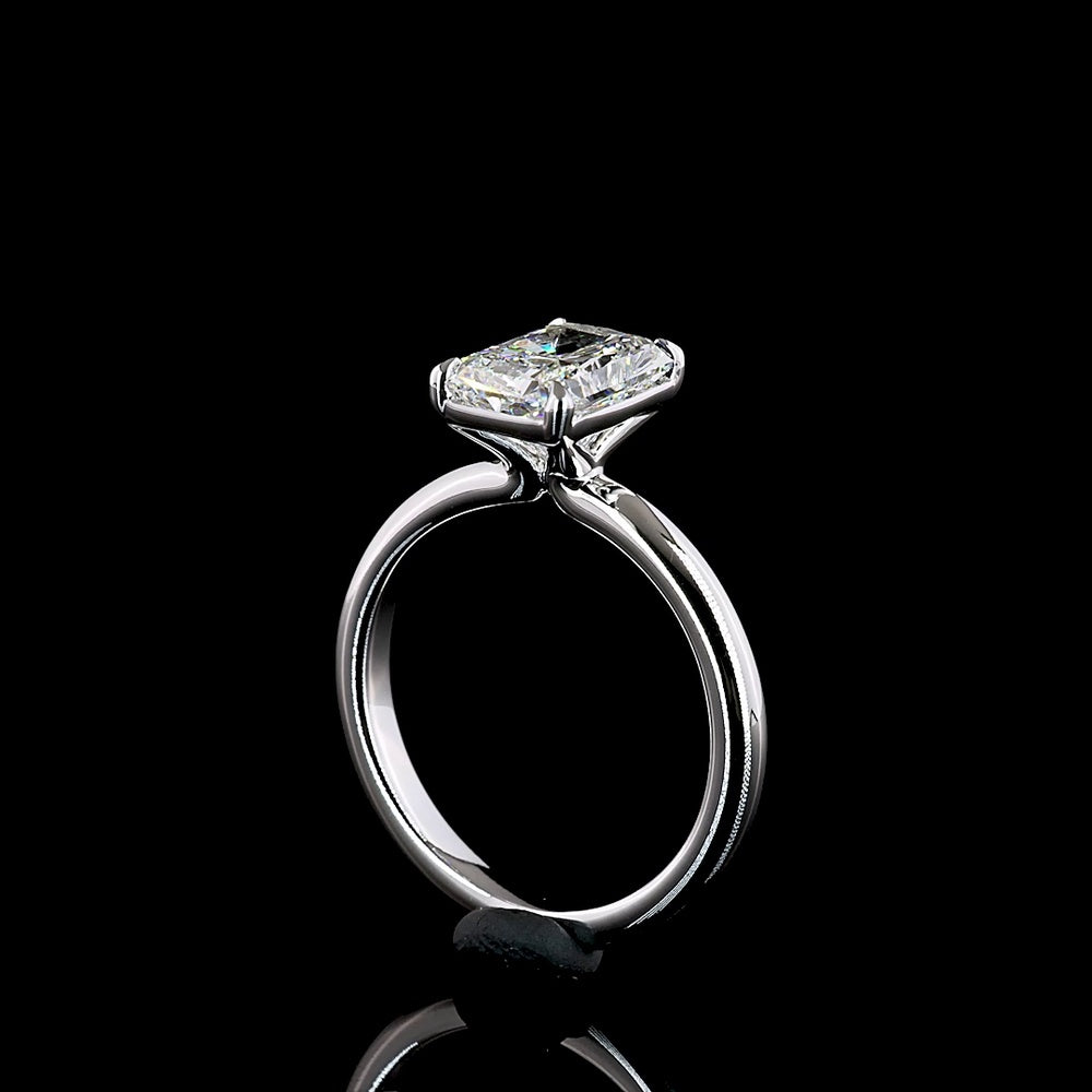 14K White Gold Radiant Cut Solitaire Ring with 2.04 Carat Lab Diamond - E VVS2 Clarity, IGI Certified - Covaloro Fine Jewelry