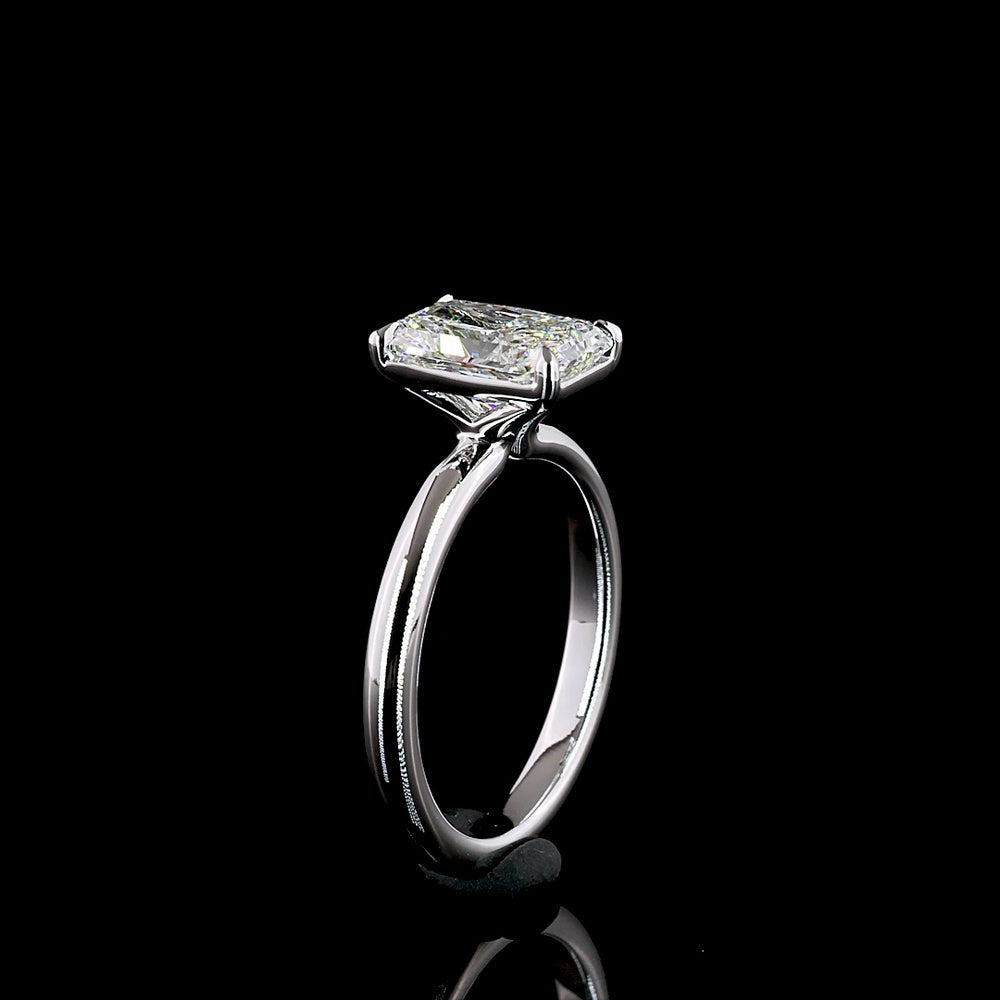 14K White Gold Radiant Cut Solitaire Ring with 2.04 Carat Lab Diamond - E VVS2 Clarity, IGI Certified - Covaloro Fine Jewelry