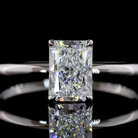 14K White Gold Radiant Cut Solitaire Ring with D VS2 Lab Diamond - 1.00 Carat Total Diamond Weight - Covaloro Fine Jewelry