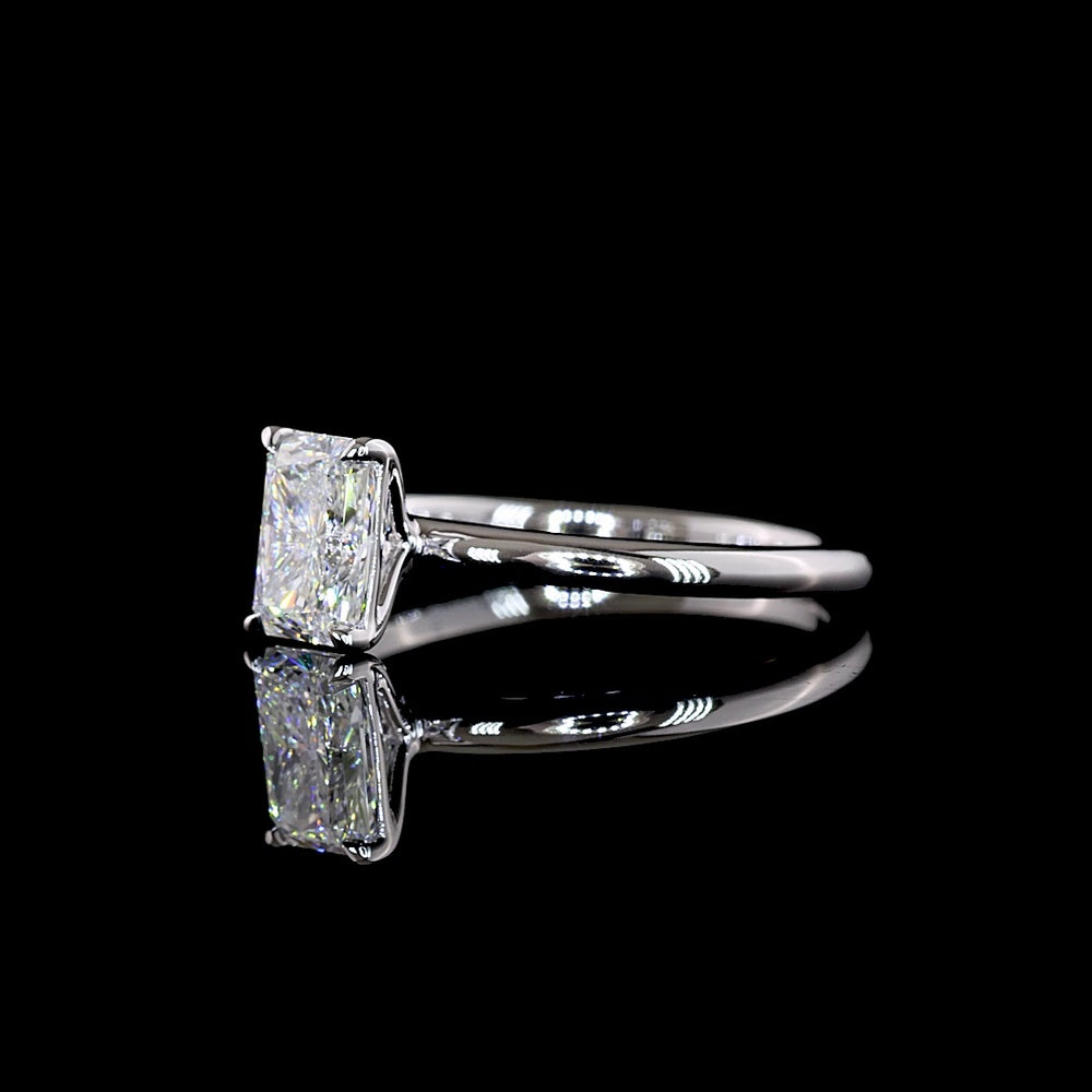 14K White Gold Radiant Cut Solitaire Ring with D VS2 Lab Diamond - 1.00 Carat Total Diamond Weight - Covaloro Fine Jewelry