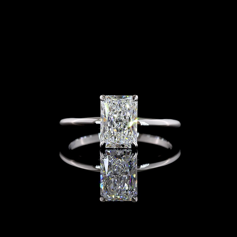 14K White Gold Radiant Cut Solitaire Ring with IGI Certified 1.57 Carat Lab Grown D VVS2 Diamond - Covaloro Fine Jewelry