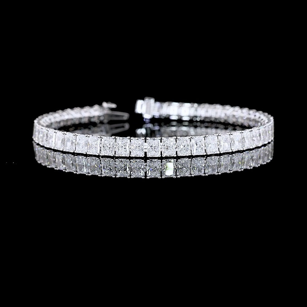14K White Gold Radiant Cut Tennis Bracelet with North-South Set Lab Diamonds - 13.25 Carats Total Diamond Weight - Covaloro Fine Jewelry