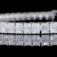14K White Gold Radiant Cut Tennis Bracelet with North-South Set Lab Diamonds - 13.25 Carats Total Diamond Weight - Covaloro Fine Jewelry