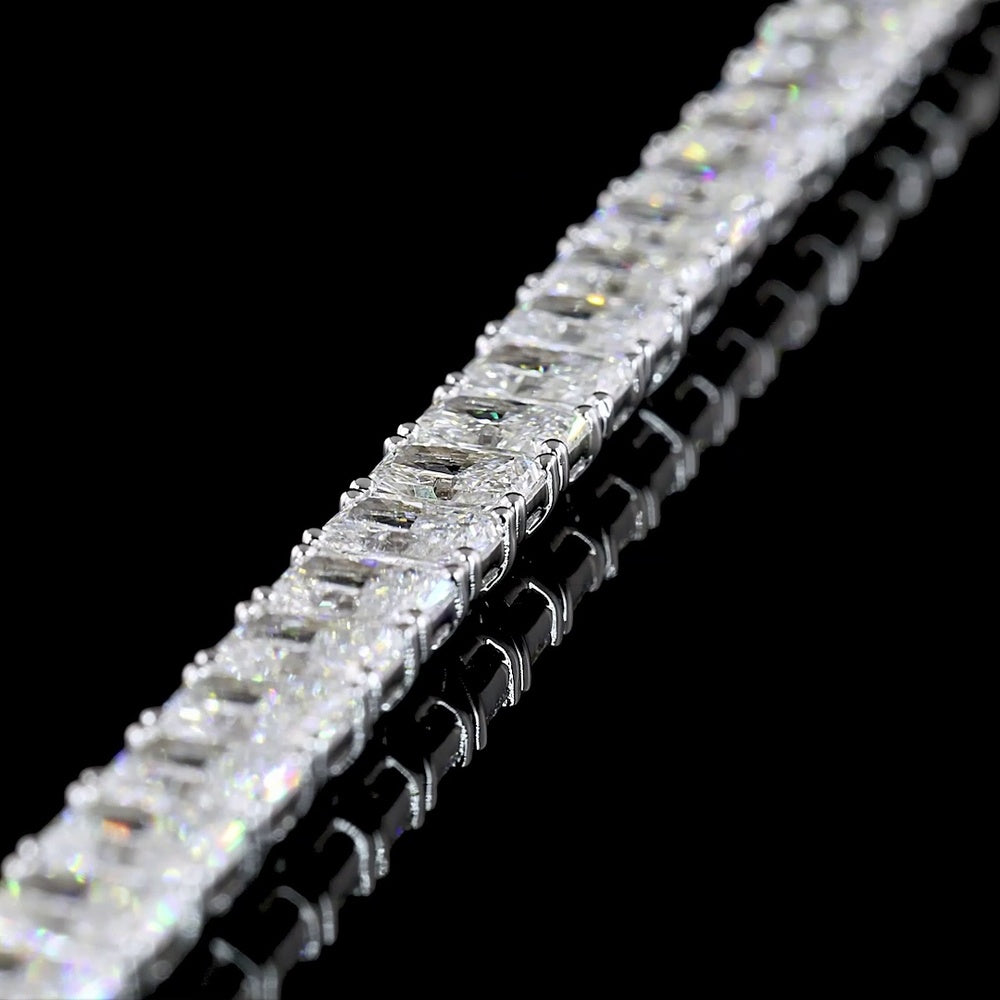 14K White Gold Radiant Cut Tennis Bracelet with North-South Set Lab Diamonds - 13.25 Carats Total Diamond Weight - Covaloro Fine Jewelry