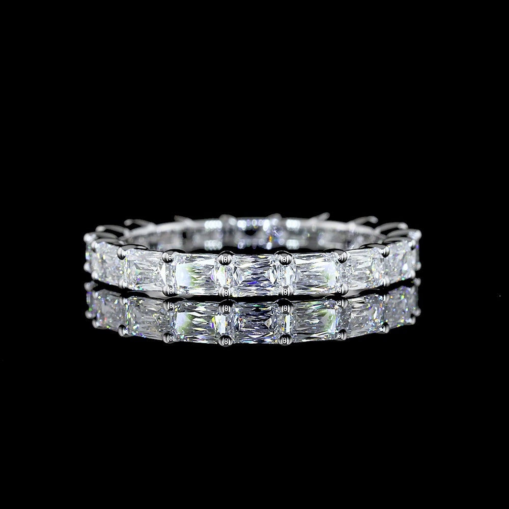 14K White Gold Radiant Modified Cut Diamond Eternity Band - East-West Prong Set, 2.38 Carat Total Lab Diamond Weight, E-F Color VS Clarity - Covaloro Fine Jewelry