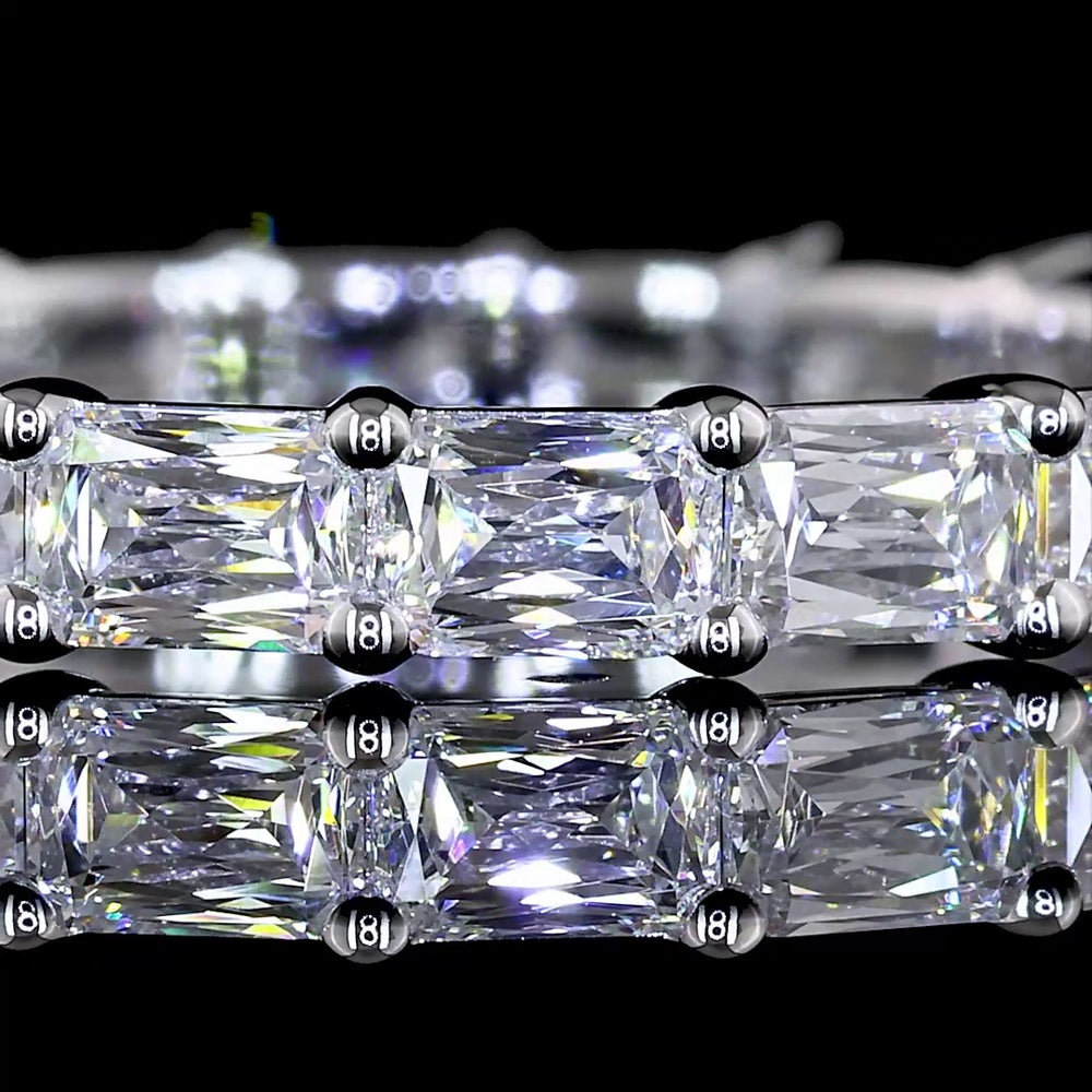 14K White Gold Radiant Modified Cut Diamond Eternity Band - East-West Prong Set, 2.38 Carat Total Lab Diamond Weight, E-F Color VS Clarity - Covaloro Fine Jewelry