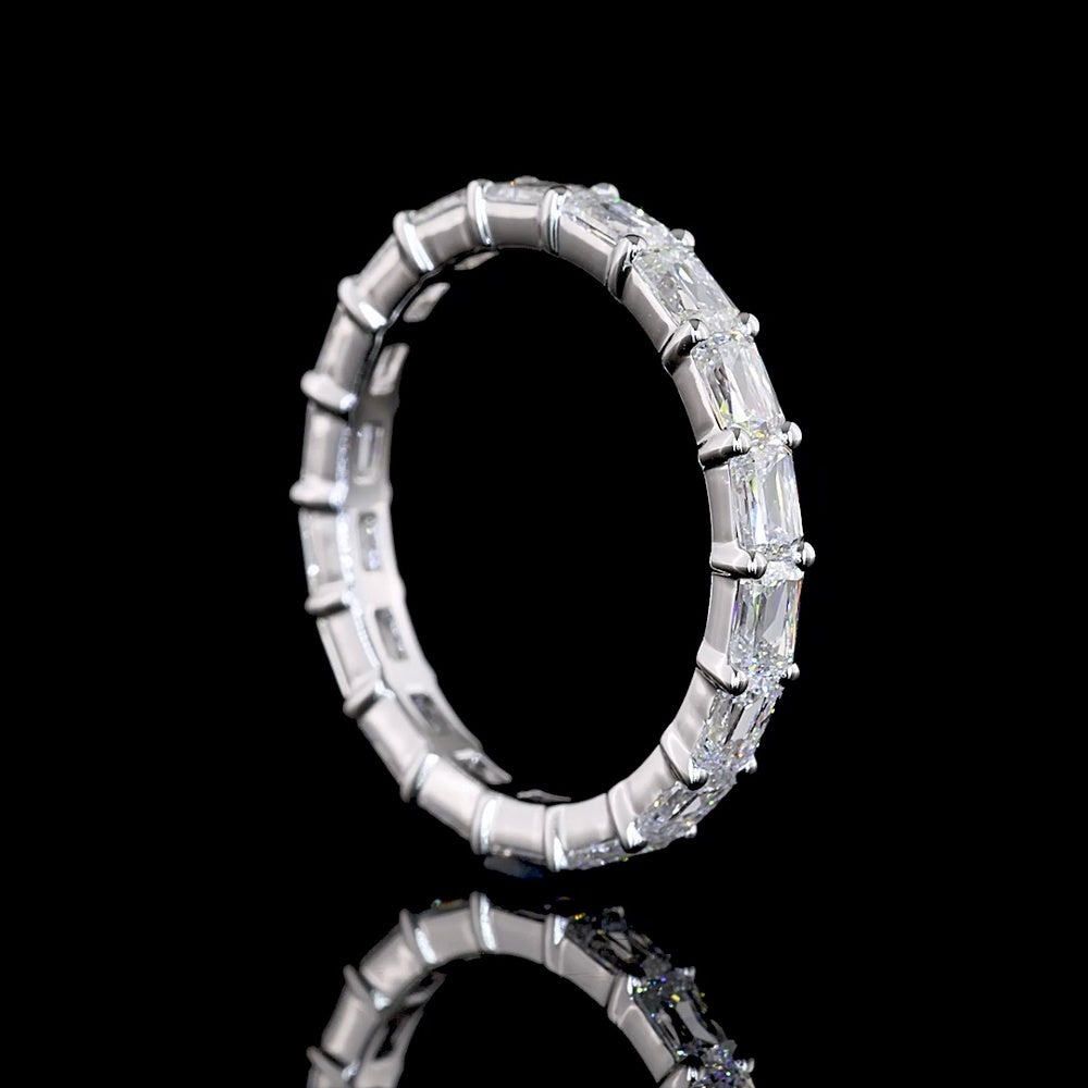 14K White Gold Radiant Modified Cut Diamond Eternity Band - East-West Prong Set, 2.38 Carat Total Lab Diamond Weight, E-F Color VS Clarity - Covaloro Fine Jewelry