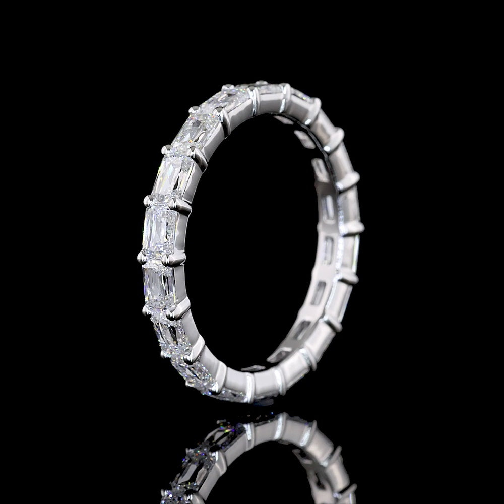 14K White Gold Radiant Modified Cut Diamond Eternity Band - East-West Prong Set, 2.38 Carat Total Lab Diamond Weight, E-F Color VS Clarity - Covaloro Fine Jewelry