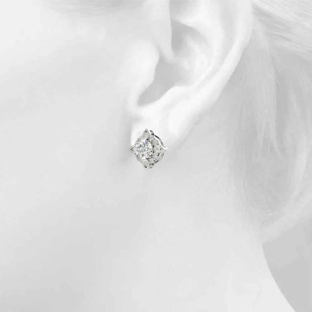 14K White Gold Radiant Starlight Lab Diamond Fashion Earrings - 1.26 Carats Total Diamond Weight by Robinson's Jewelers