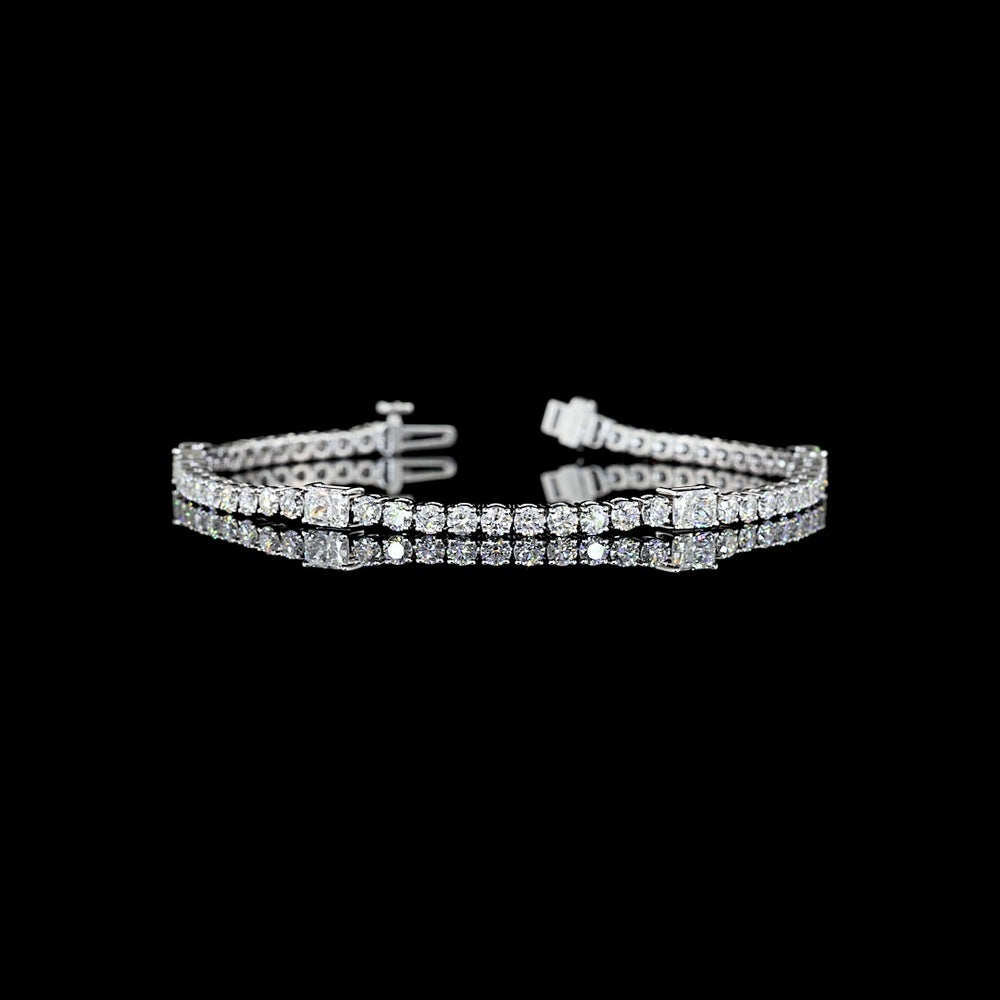 14K White Gold Radiant Tennis Bracelet with East-West Set Radiant Cut and Brilliant Cut Lab Diamonds - 5.26 Carats Total Diamond Weight - Covaloro Fine Jewelry