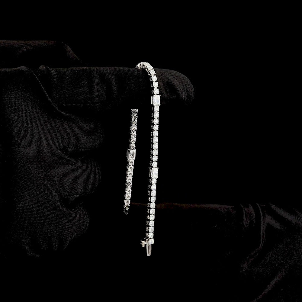 14K White Gold Radiant Tennis Bracelet with East-West Set Radiant Cut and Brilliant Cut Lab Diamonds - 5.26 Carats Total Diamond Weight - Covaloro Fine Jewelry