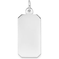 14K White Gold Rectangular Engravable Charm with Polished Finish by Oro Pregiato
