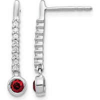 14K White Gold Red and White Diamond Drop Earrings - 0.1 Carat Total Red Diamond Weight, 0.0075 Carat Total White Diamond Weight by Monteluci Fine Jewelry